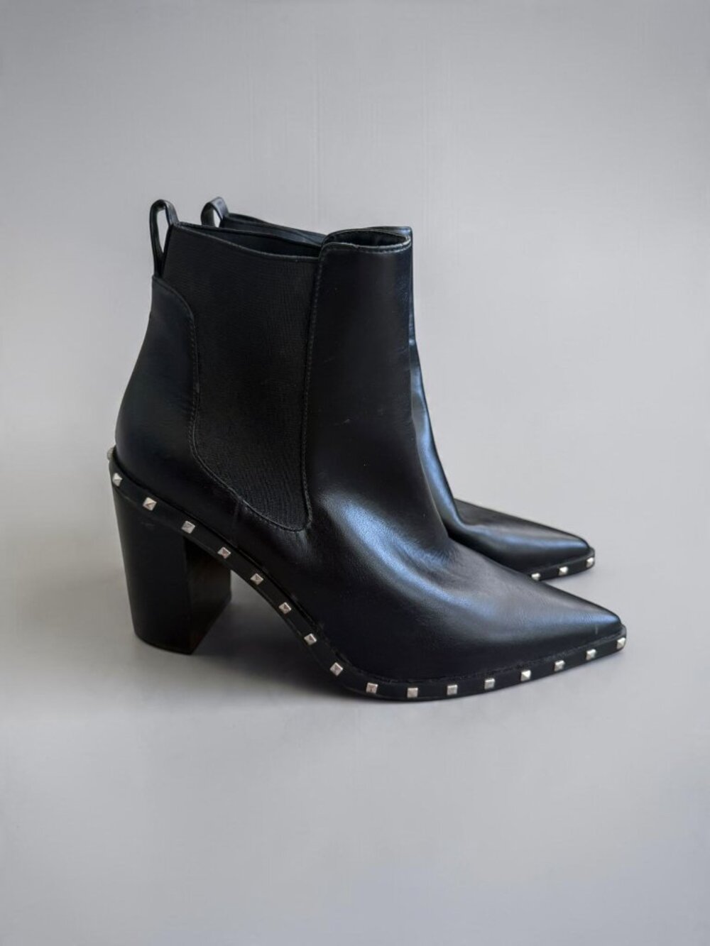 CHARLES DAVID Dodger Studded Black Boots Size 10